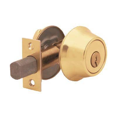Kwikset 660 Polished Brass Single Cylinder Deadbolt with Pin & Tumbler featuring Microban Technology