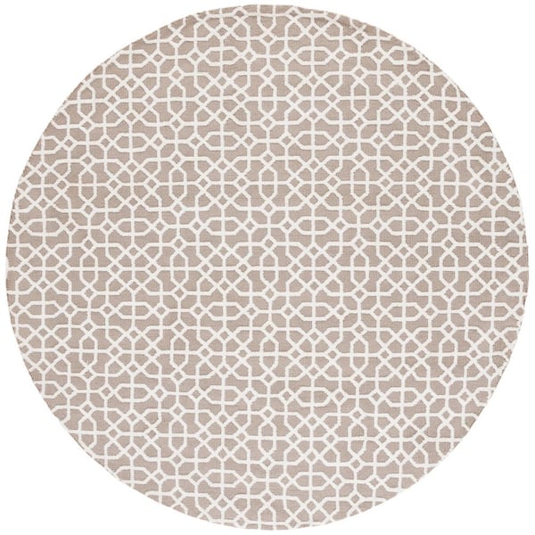 SAFAVIEH Audrey 6 ft. x 6 ft. Taupe/Ivory Classic Textured Round Area Rug