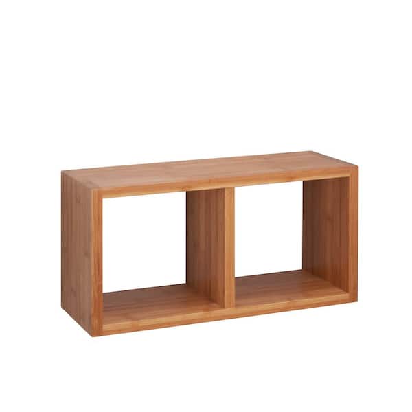 Honey-Can-Do 7.88 in. x 5.9 in. Double Cube Bamboo Wall Shelf Decorative Shelf