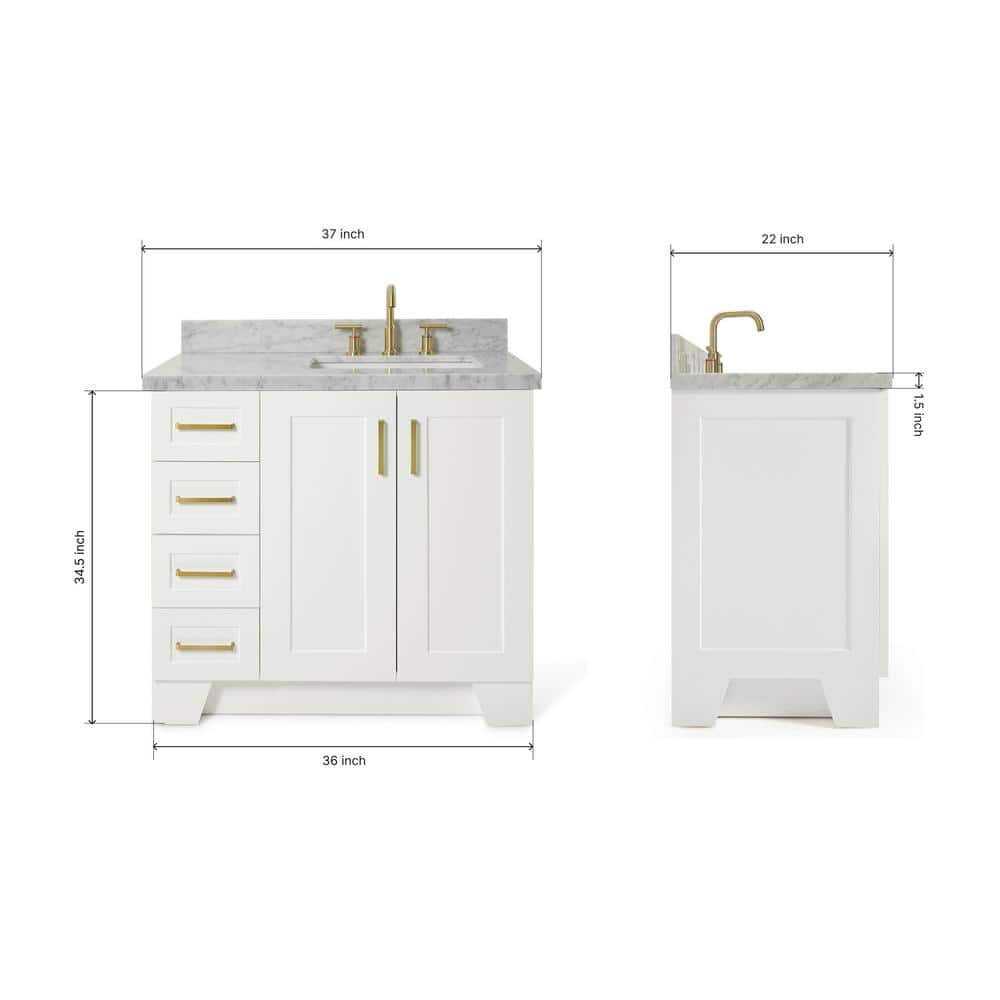 Taylor White Single Bathroom Vanity with Carrara Marble Top
