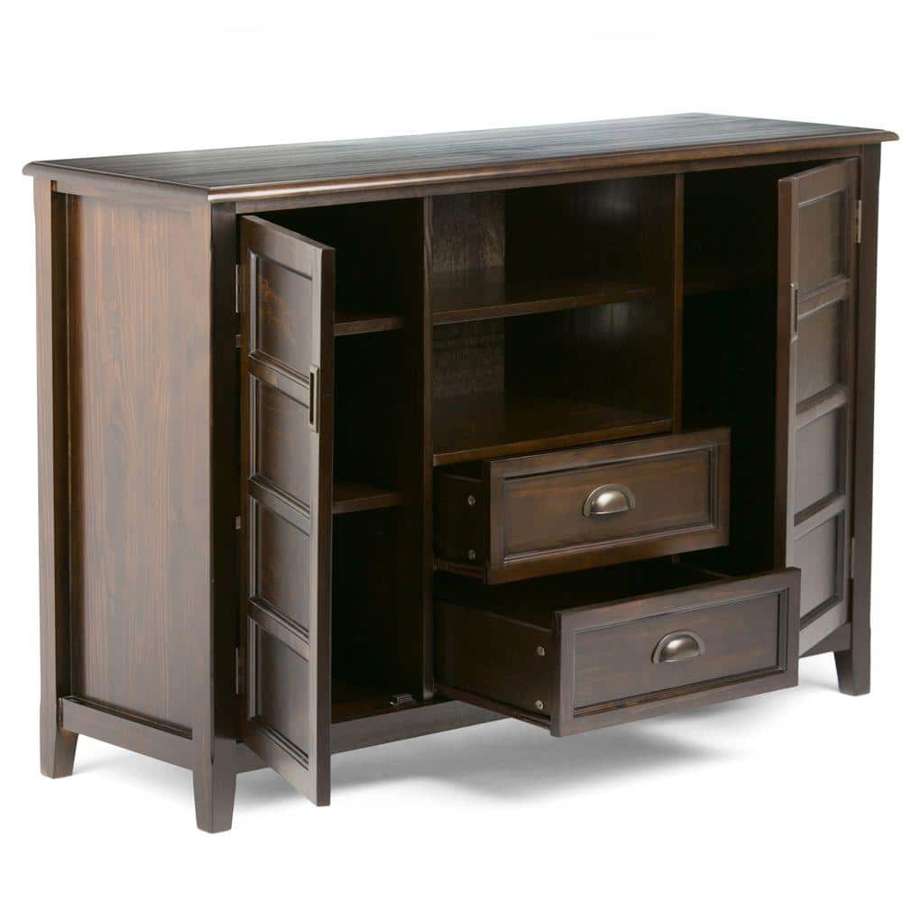 Mahogany Brown 60" Solid Wood TV Stand with Cabinets