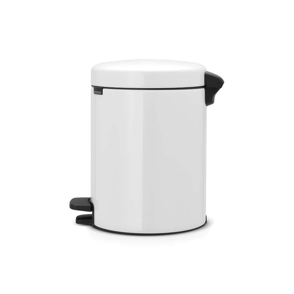 White Plastic and Steel Pedal Trash Can, 1.3 Gallon