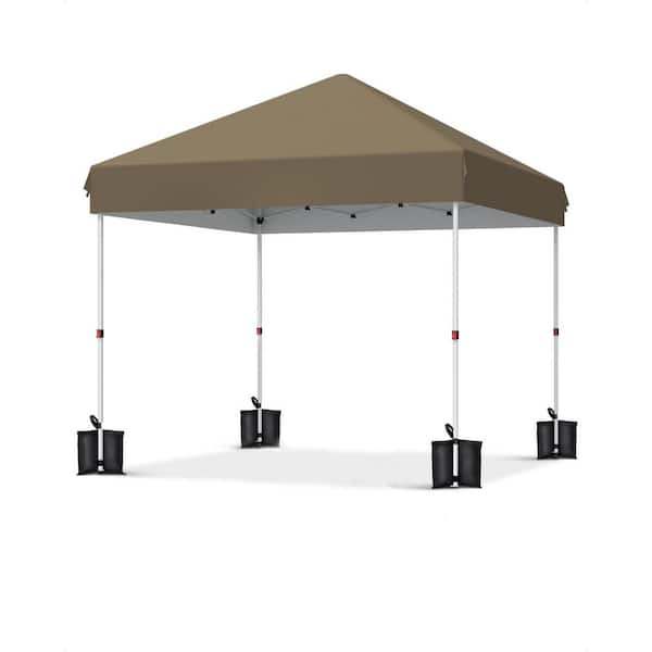 homfan Pop Up Canopy 10 ft. x 10 ft. with One Button Push Setup-Heavy Duty Outdoor Canopy Tent with 3-Adjustable Height