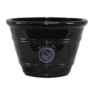 Modesto Large 15.25 in. x 10.5 in. 17 Qt. Black Resin Composite Outdoor Planter