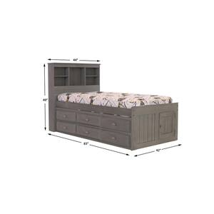 Charcoal Gray Series Twin Size Platform Bed Charcoal Gray with 6-Drawers