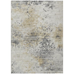 Accord Beige 10 ft. x 14 ft. Abstract Indoor/Outdoor Washable Area Rug
