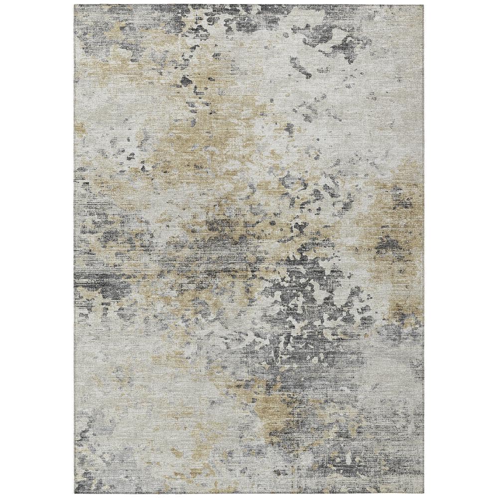Accord Beige 3 ft. x 5 ft. Abstract Indoor/Outdoor Washable Area Rug