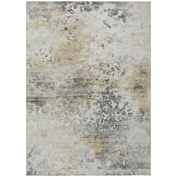 Accord Beige 3 ft. x 5 ft. Abstract Indoor/Outdoor Washable Area Rug
