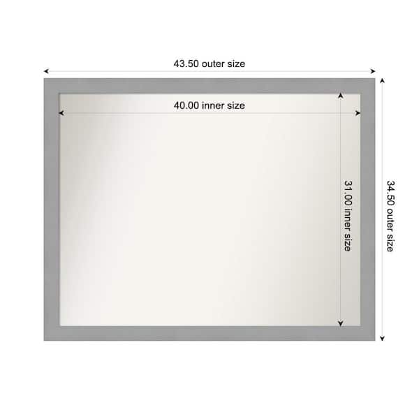 Amanti Art Brushed Nickel 43.5 in. x 34.5 in. Custom Non-Beveled Recycled Polystyrene Framed Bathroom Vanity Wall Mirror