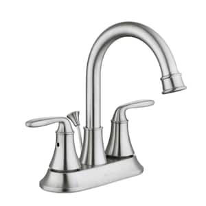 Sadira 4 in. Centerset 2-Handle High-Arc Bathroom Faucet in Brushed Nickel