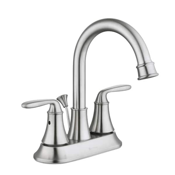 Glacier Bay Sadira 4 in. Centerset 2-Handle High-Arc Bathroom Faucet in Brushed Nickel