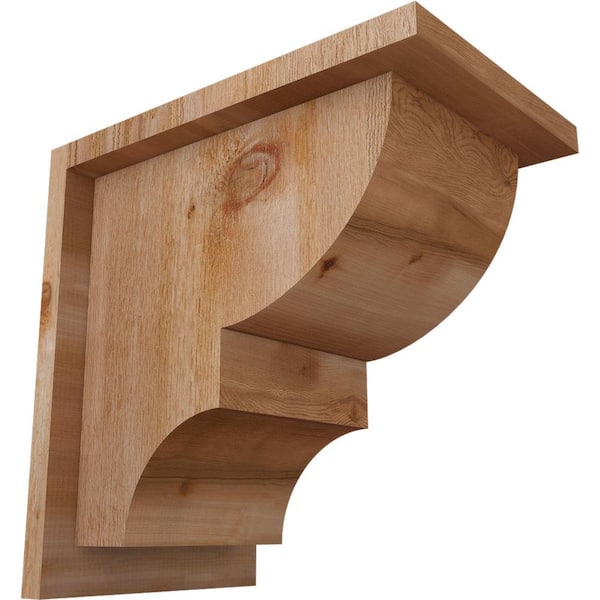 Ekena Millwork 8 in. x 12 in. x 12 in. Western Red Cedar Ridgewood Rough Sawn Corbel with Backplate