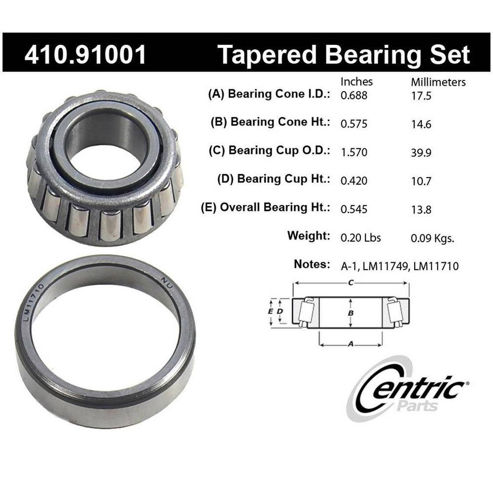 Wheel Bearing and Race Set-Premium Bearings Centric 410.90004 12 Month Warranty
