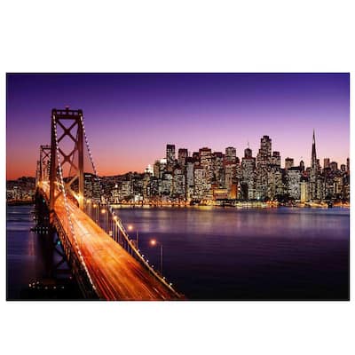 LED Lighted Famous San Francisco Oakland Bay Bridge Canvas Wall Art 15.75" x 23.5"