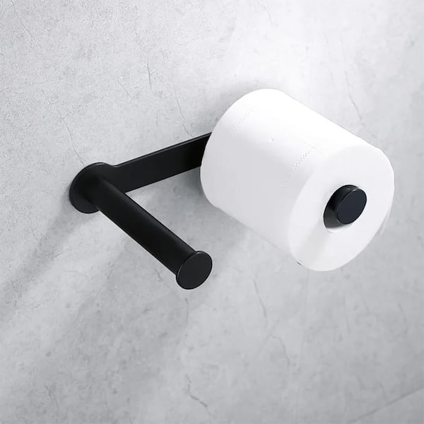 Wall Mount Post Toilet Paper Holder in Matte Black