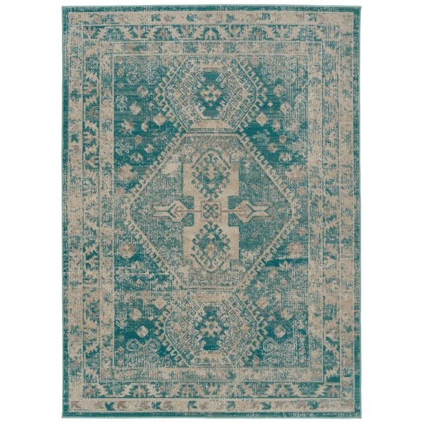 Kaleen Zuma Beach Collection Turquoise 5 ft. 3 in. x 7 ft. 3 in. Rectangle Indoor/Outdoor Area Rug