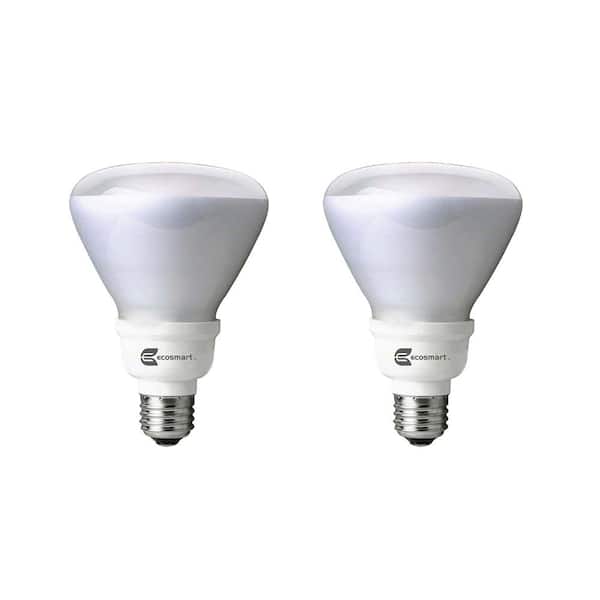 EcoSmart 65-Watt Equivalent BR30 Dimmable CFL Light Bulb, Soft White (2-Pack)