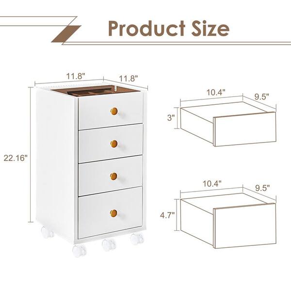 Maocao Hoom White 3-Drawer 16.9-in File Cabinet