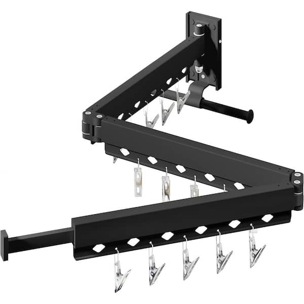 Cubilan 17 in. W x 3.5 in. D Black Decorative Wall Shelf, Wall Mounted Clothes Hanger