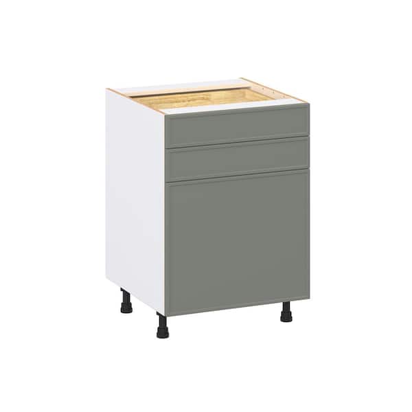 Fairview 24 in. W x 24 in. D x 34.5 in. H Assembled Slim Shaker Base Kitchen Cabinet in Moss Green with Two 5 in Drawers