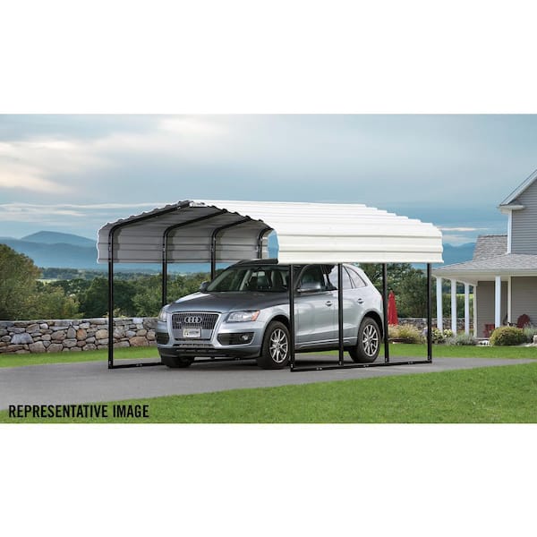 Arrow 10 ft. W x 29 ft. D x 7 ft. H Eggshell Galvanized Steel Carport, Car Canopy and Shelter