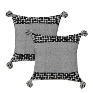 Erick Black/Gray Geometric 100% Cotton 20 in. x 20 in. Throw Pillow (Set of 2)