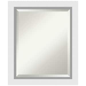 Medium Rectangle Satin White Contemporary Mirror (24 in. H x 20 in. W)