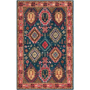 Heritage Navy/Red 5 ft. x 8 ft. Border Lodge Area Rug