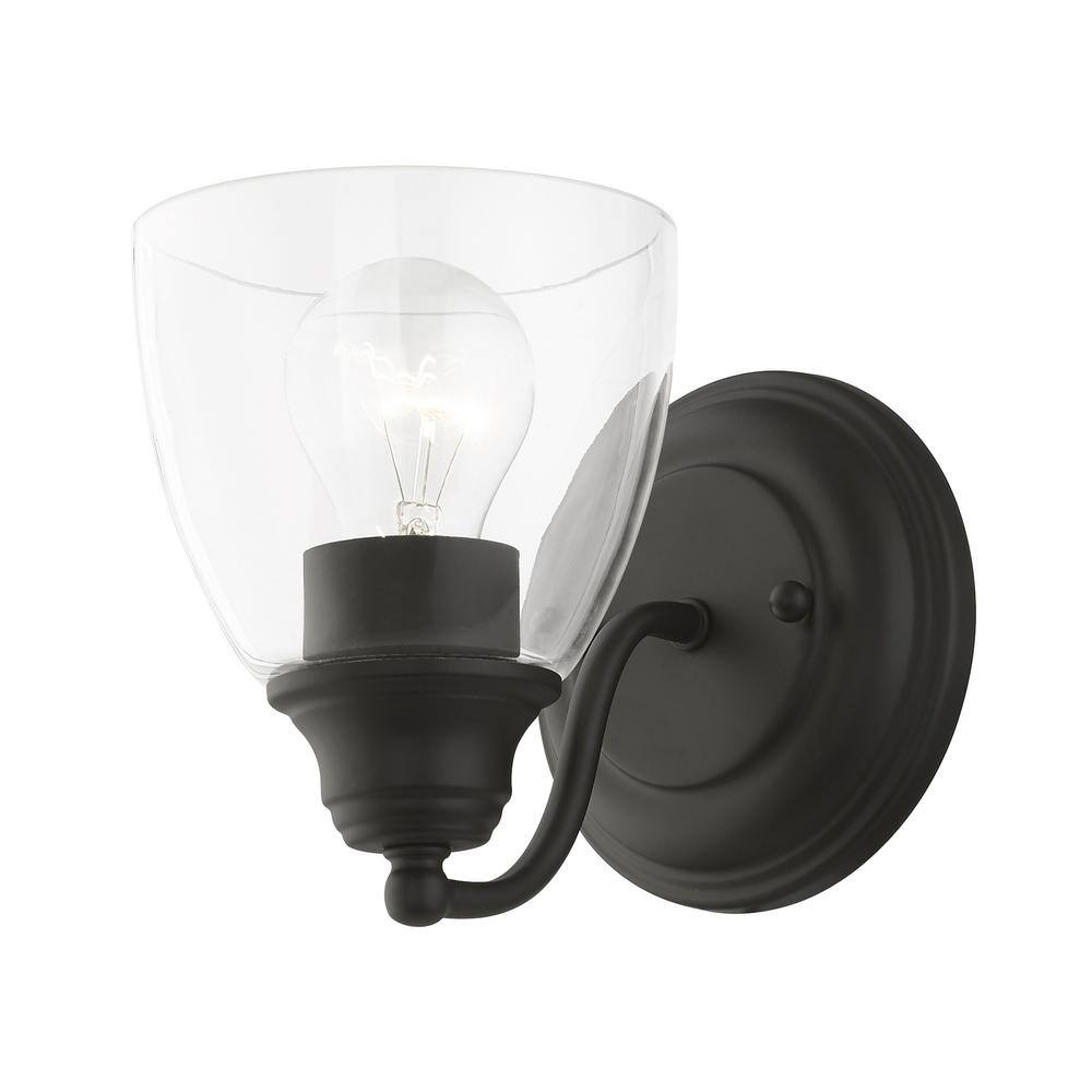 Black Hand Blown Glass 1-Light Vanity Sconce