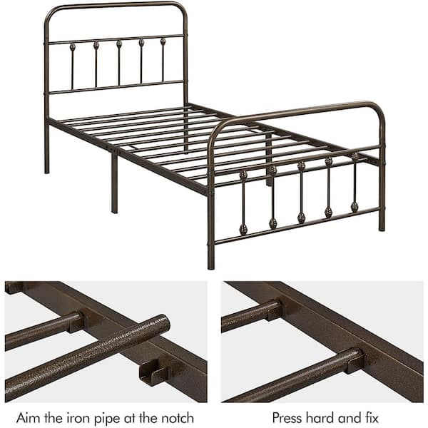 Smt Classic Metal Platform Bed Frame, Wrought Iron Twin Bed Headboard