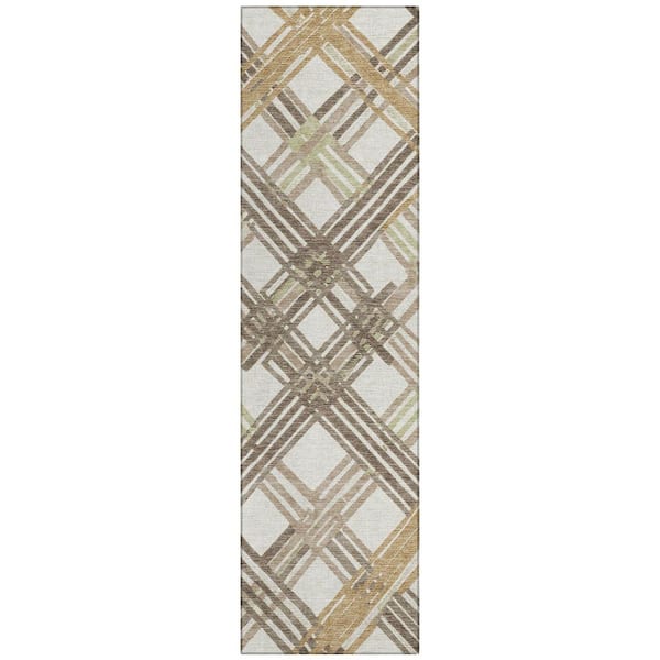 Chantille Machine Washable Indoor/Outdoor Abstract ACN2452 Ivory 2 ft. x 7 ft. Runner Rug
