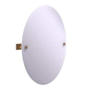 Montero Collection Contemporary Frameless Oval Tilt Mirror with Beveled Edge in Brushed Bronze