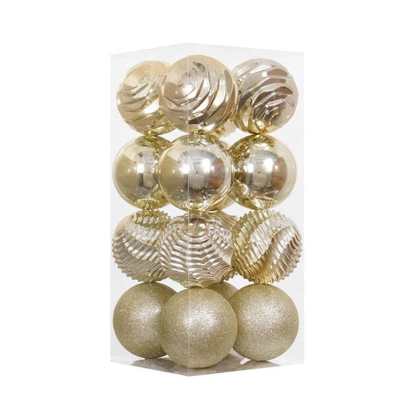 3.15 in. Champagne Gold Ball Ornaments 16ct Christmas Ball Ornaments