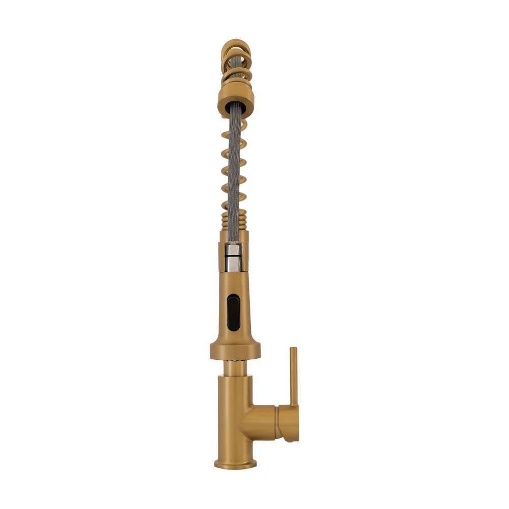 Brushed Brass Single Handle Pull Down Kitchen Faucet
