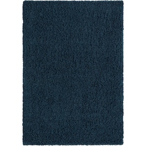 Solid Shag Sapphire Blue/Navy Blue 6' 1 x 9' 0 Area Rug