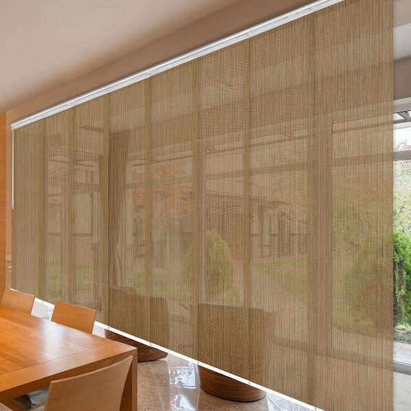 EMOH Wood 130 in.- 175 in. W x 94 in. L Adjustable 8-Panel Satin Nickel Double Rail Panel Track with 23.5 in. Slates