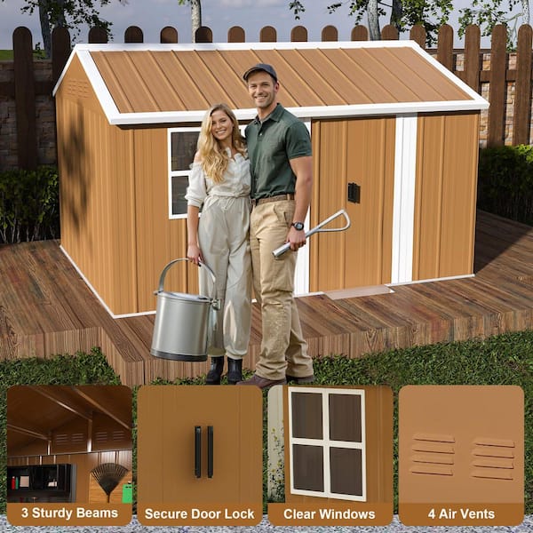 12 ft. W x 8 ft. D Metal Shed with Windows, Lockable Door and