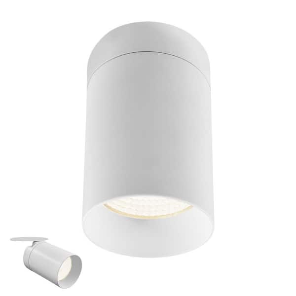 LUXRITE 3 in. 15-Watt Color Selectable Integrated LED Cylinder Downlight Flush Mount 5CCT Dimmable 1000LM ETL Listed White