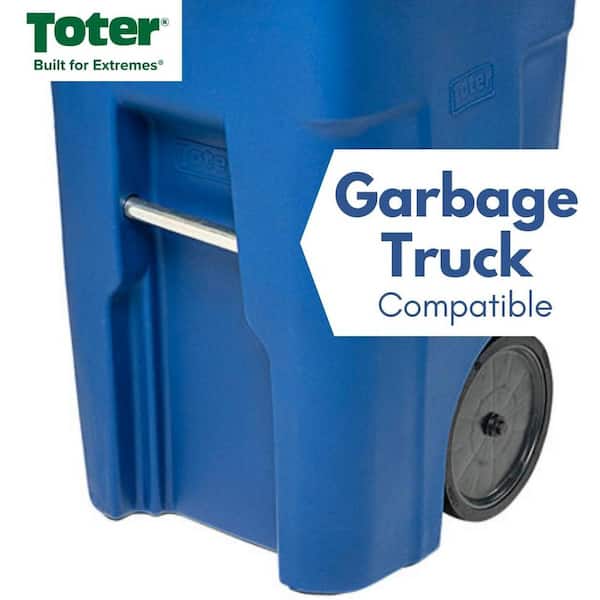 Toter 96 Gallon Trash Can with Smooth Wheels and Lid Blue ANA96
