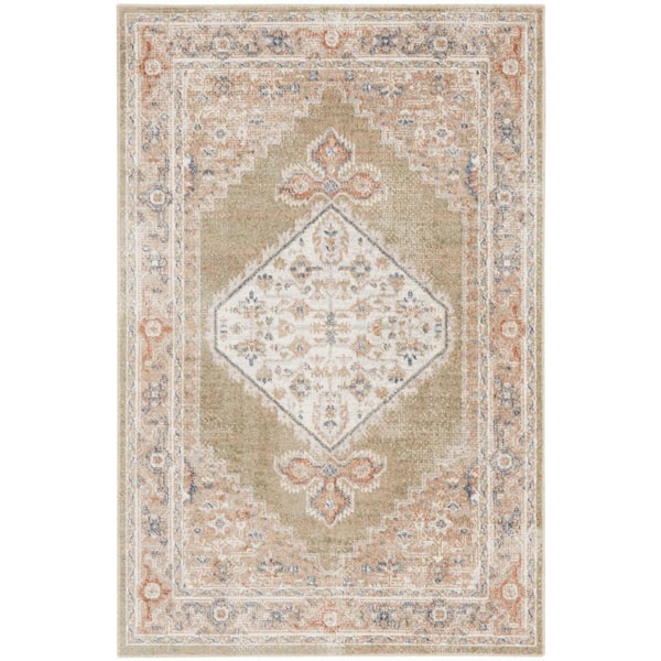 Nourison Astra Machine Washable Sage Multi 3 ft. x 5 ft. Distressed Traditional Area Rug