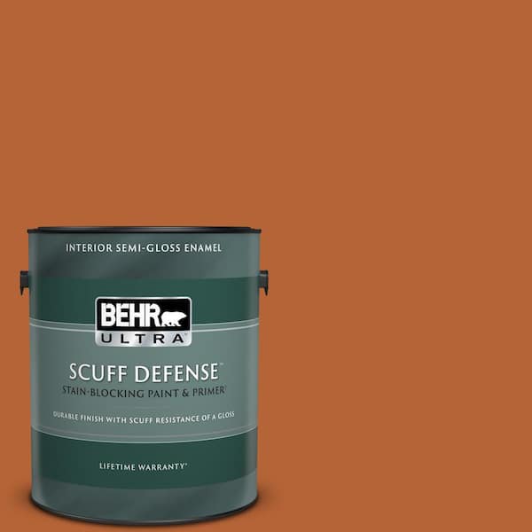 BEHR ULTRA 1 gal. #250D-7 Caramelized Orange Extra Durable Semi-Gloss Enamel Interior Paint & Primer