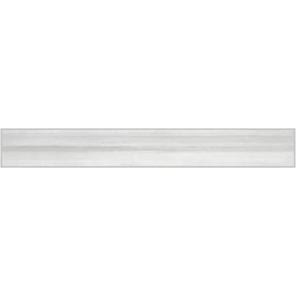Florida Tile Home Collection Milano Lasa White 3 in. x 24 in. Porcelain Floor and Wall Bullnose Tile (6 sq. ft. / case)
