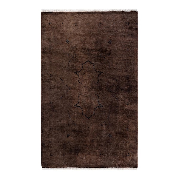 Fine Vibrance Brown 3 ft. x 5 ft. Solid Wool Indoor Area Rug