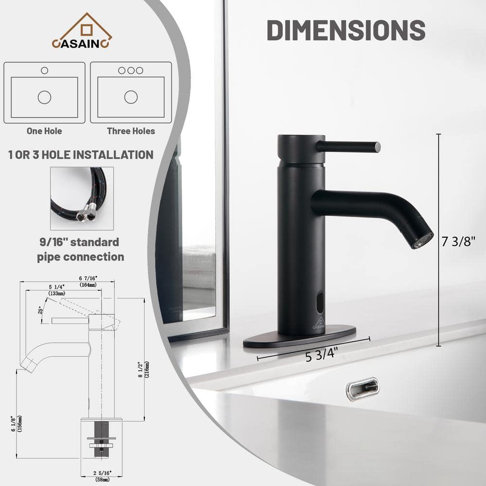 Matte Black Stainless Steel Touchless Bathroom Sink Faucet