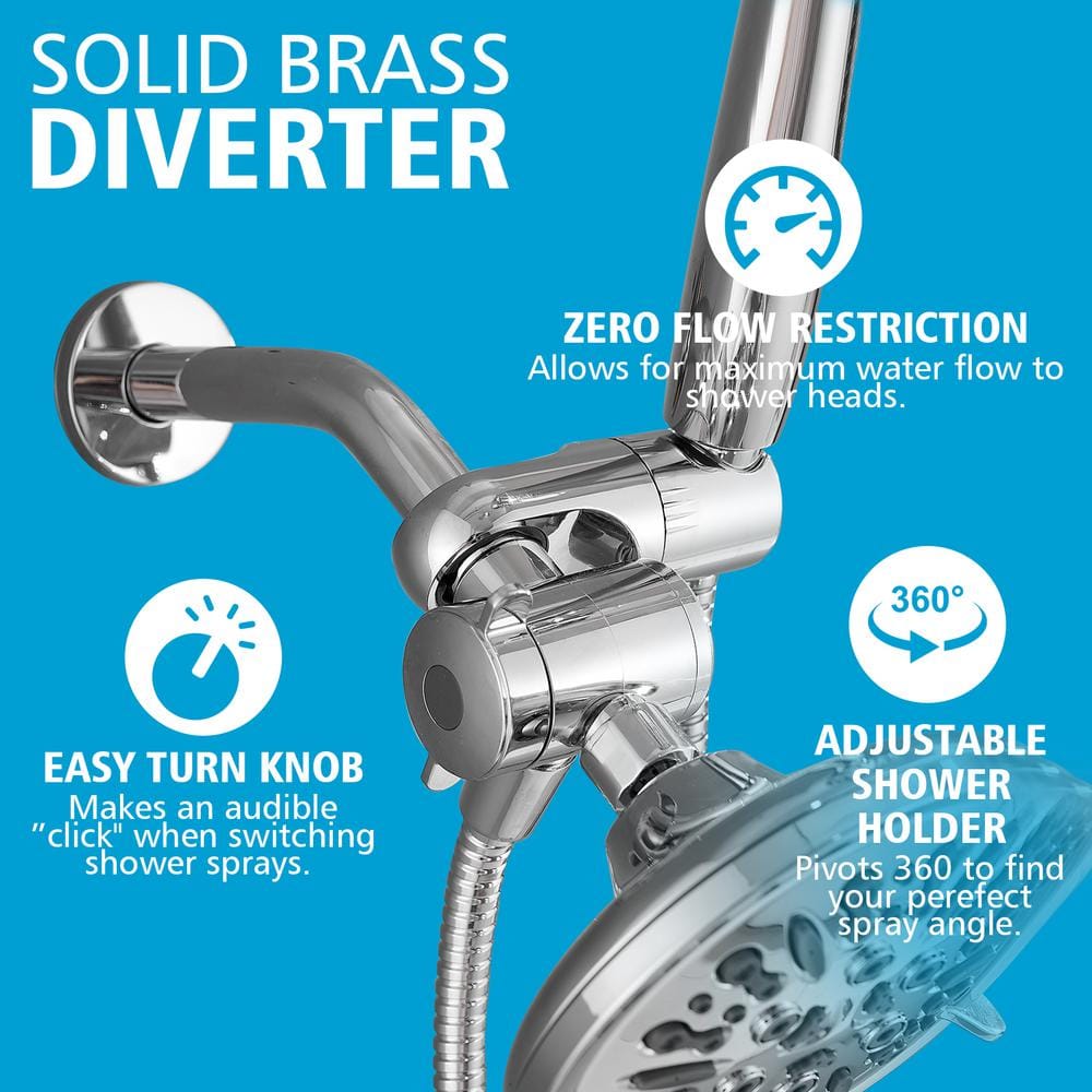 Chrome Dual Head Handheld Shower with Filter and Rain Spray