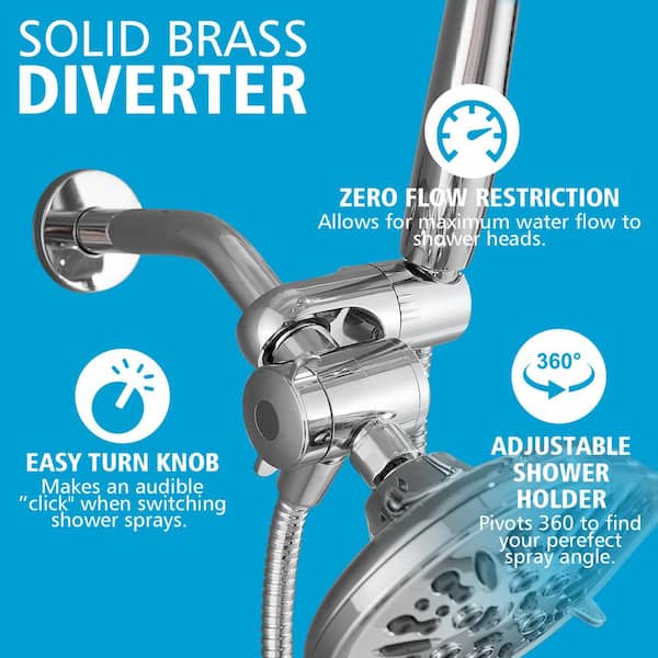 Wall Mounted Handheld Shower Holder with Integrated Hose Connection in Polished Chrome Finish