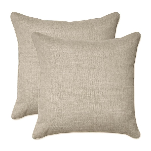 Pillow Perfect Solid Ivory Square Outdoor Square Throw Pillow 2-Pack