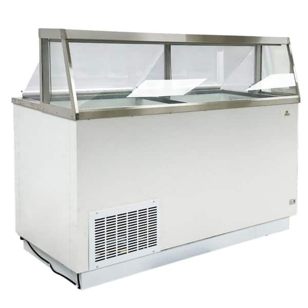 68 in. W 22.8 cu.ft NSF Auto-Defrost Commercial Portable Freezer 16 Tub Deluxe Ice Cream Dipping Cabinet in White