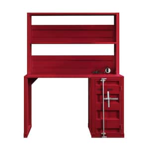 47 in. Rectangular Red 1 Drawer Writing Desks with Hutch