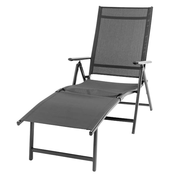 Aluminum Folding Black one Piece Metal Outdoor Lounge Chair